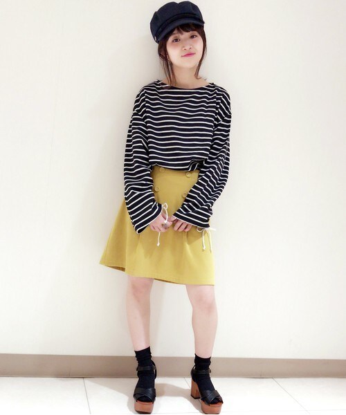 archives（アルシーヴ）の「フロント釦タックスカート（スカート・レディース・ブラック/ベージュ/マスタード・MEDIUM）」の6枚目の写真