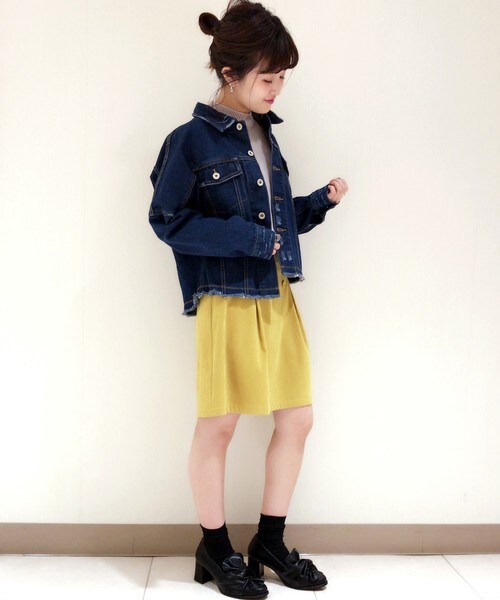 archives（アルシーヴ）の「フロント釦タックスカート（スカート・レディース・ブラック/ベージュ/マスタード・MEDIUM）」の8枚目の写真