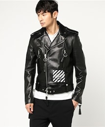 off white | OFF WHITE 『BRUSHED DIAGONAL』ライダースジャケット(ライダースジャケット)
