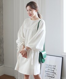 DHOLIC | 2TYPEストラップバルーンスリーブコットンワンピース(ワンピース)