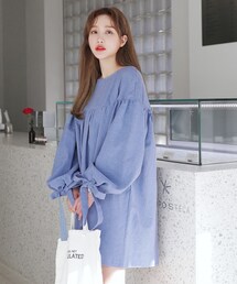 DHOLIC | 2TYPEストラップバルーンスリーブコットンワンピース(ワンピース)