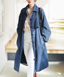 DHOLIC | ストラップSETワイドスリーブデニムトレンチコート(トレンチコート)
