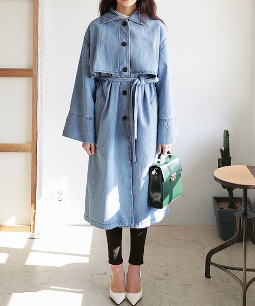 DHOLIC（ディーホリック）の「ストラップSETワイドスリーブデニムトレンチコート（トレンチコート・レディース・FREE）」の2枚目の写真