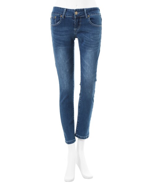 GRL（グレイル）の「ストレッチストレートデニム（デニムパンツ・レディース・ネイビー/ブルー/ライトブルー・xs/XS）」の2枚目の写真