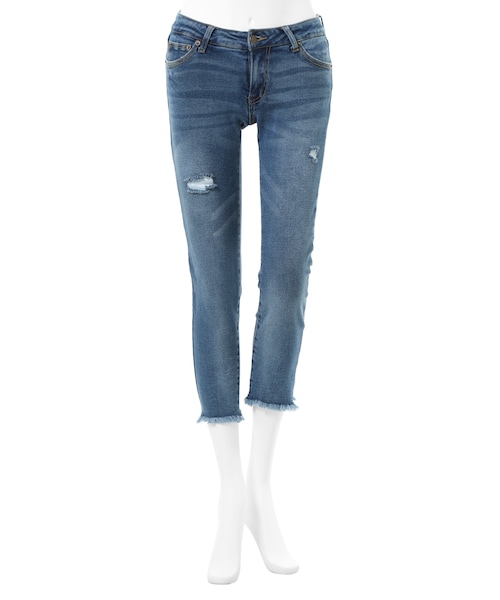 GRL(グレイル)の「フレイドヘムストレッチ9分丈デニム(デニムパンツ・レディース・ブルー・XS)」の1枚目の写真