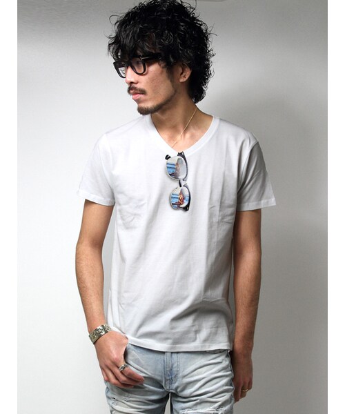 JACKROSE（ジャックローズ）の「サングラスVネックTEE 2017（トップス・メンズ・ブラック/ホワイト/ピンク/サックス・M/L）」の2枚目の写真