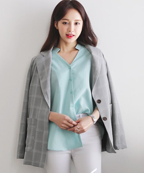 DHOLIC（ディーホリック）の「チェックパターンシングルジャケット（テーラードジャケット・レディース・FREE）」の2枚目の写真