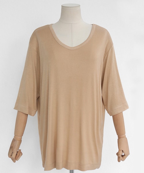 DHOLIC（ディーホリック）の「Uネック7分丈スリーブTシャツ（Tシャツ/カットソー・レディース・FREE）」の4枚目の写真