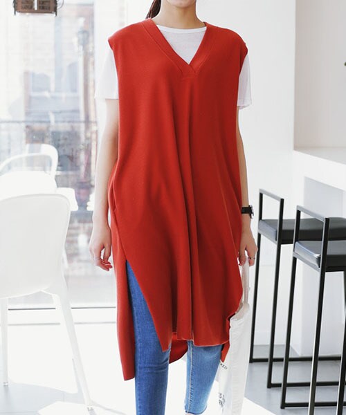 DHOLIC（ディーホリック）の「スリットヘムVネックスリーブレスワンピース（ワンピース・レディース・FREE）」の4枚目の写真