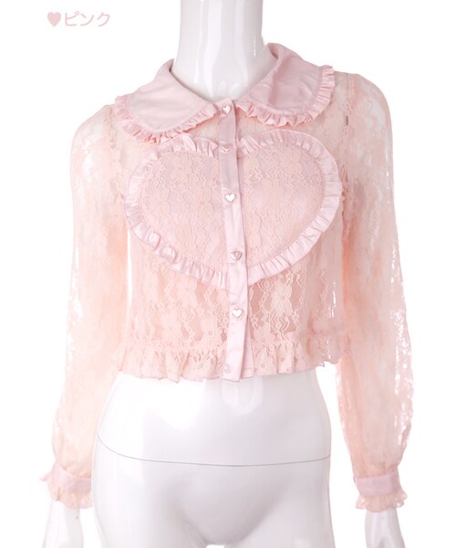Bobon21（ボボンニジュウイチ）の「小花柄レースブラウス/キャミ付（シャツ/ブラウス・レディース・ホワイト/ピンク・S/M/L）」の2枚目の写真