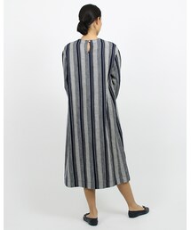 【値下げ】美品✨45R カルゼヒッコリー プルメリア刺繍ワンピース 45R（フォーティファイブアール）の「カルゼヒッコリープルメリア刺繍