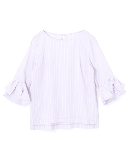 laboratory work（ラボラトリーワーク）の「ツイルストレッチ袖リボンブラウス（トップス・レディース・オフホワイト系/ネイビー系/パープル系・M）」の3枚目の写真