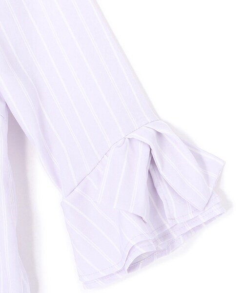 laboratory work（ラボラトリーワーク）の「ツイルストレッチ袖リボンブラウス（トップス・レディース・オフホワイト系/ネイビー系/パープル系・M）」の6枚目の写真