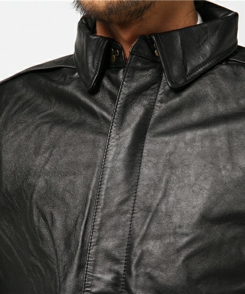 HOUSTON TYPE A-2 ブラックレザージャケット 38R HOUSTON ヒューストン レザージャケット 革ジャン メンズ A-2 A2