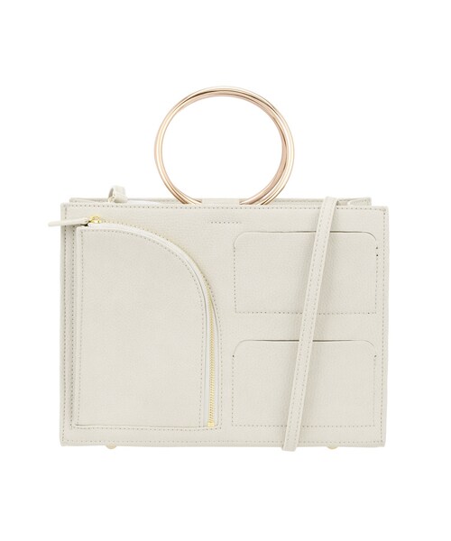 MERCURYDUO(マーキュリーデュオ)の「ポケットメタルハンドル2WayBAG(バッグ・レディース・オフホワイト/ブラック/ベージュ・F)」の1枚目の写真