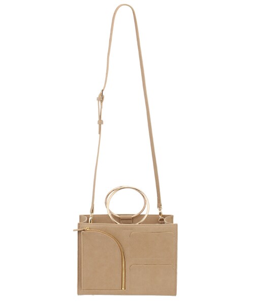 MERCURYDUO(マーキュリーデュオ)の「ポケットメタルハンドル2WayBAG(バッグ・レディース・オフホワイト/ブラック/ベージュ・F)」の12枚目の写真