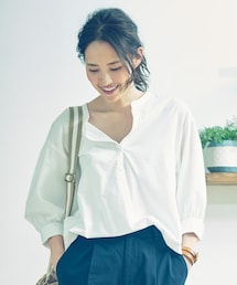 studio CLIP | [浜島直子×studio CLIP]袖ボリュームスキッパーブラウス(トップス)