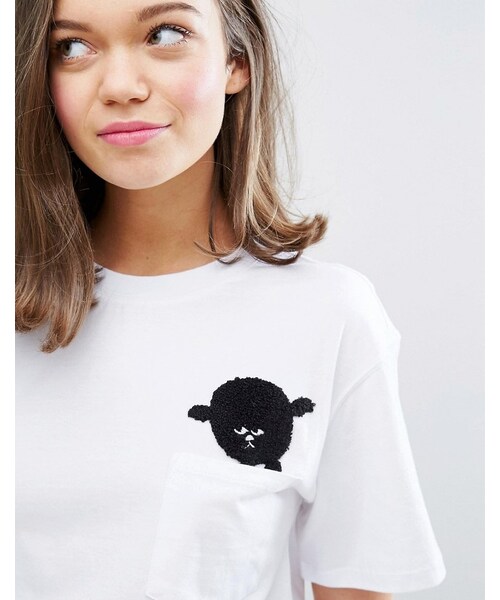MONKI（モンキ）の「Monki Logo T-Shirt（Tシャツ/カットソー・レディース・White・US 4/US 6/US 8/US 10）」の2枚目の写真