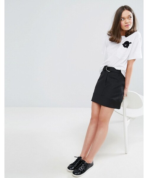 MONKI（モンキ）の「Monki Logo T-Shirt（Tシャツ/カットソー・レディース・White・US 4/US 6/US 8/US 10）」の4枚目の写真
