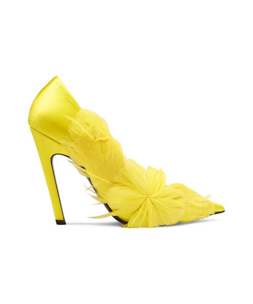 yellow satin shoes