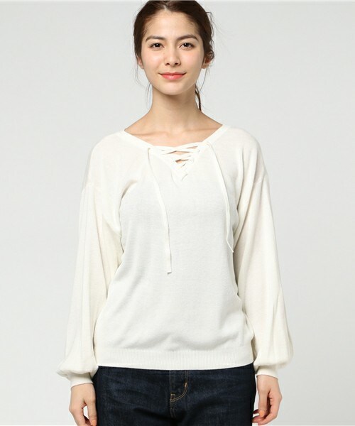 archives（アルシーヴ）の「衿スピンドルプルオーバー（ニット/セーター・レディース・オフホワイト/ブルー/ピンク・MEDIUM）」の4枚目の写真