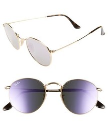 Ray-Ban | Women's Ray-Ban 50Mm Round Sunglasses - Gold/ Blue(サングラス)