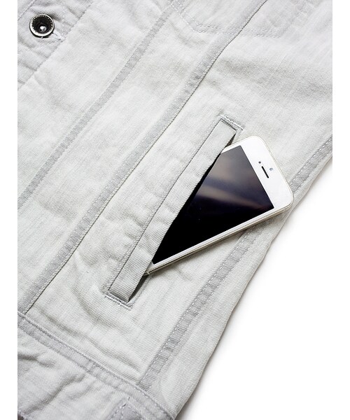 JACKROSE（ジャックローズ）の「ストレッチデニムクラッシュヴィンテージ加工Gジャン（ジャケット/アウター・メンズ・ホワイト/ピンク/サックス・M/L/XL）」の8枚目の写真