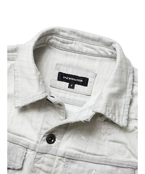 JACKROSE（ジャックローズ）の「ストレッチデニムクラッシュヴィンテージ加工Gジャン（ジャケット/アウター・メンズ・ホワイト/ピンク/サックス・M/L/XL）」の3枚目の写真