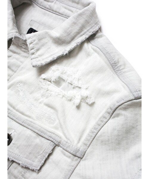 JACKROSE（ジャックローズ）の「ストレッチデニムクラッシュヴィンテージ加工Gジャン（ジャケット/アウター・メンズ・ホワイト/ピンク/サックス・M/L/XL）」の4枚目の写真