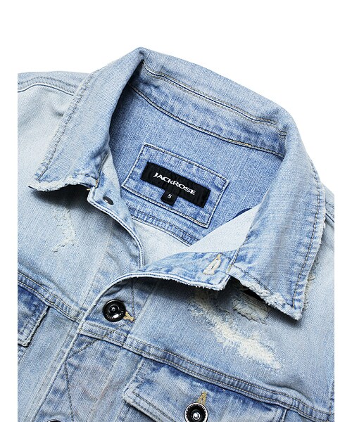 JACKROSE（ジャックローズ）の「ストレッチデニムクラッシュヴィンテージ加工Gジャン（ジャケット/アウター・メンズ・ホワイト/ピンク/サックス・M/L/XL）」の16枚目の写真