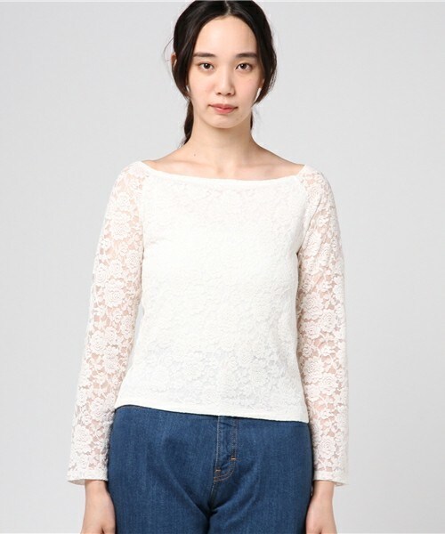 archives（アルシーヴ）の「総レースオフショルプルオーバー（Tシャツ/カットソー・レディース・オフホワイト/ブラック・MEDIUM）」の3枚目の写真