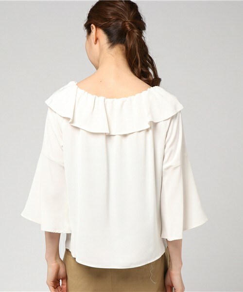 actuel（アクチュエル）の「ベネシャンラッフルブラウス（シャツ/ブラウス・レディース・オフホワイト/ネイビー/ピンク・FREE）」の6枚目の写真
