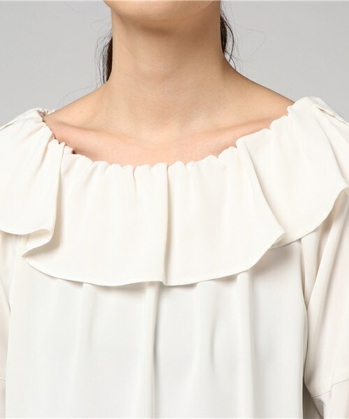 actuel（アクチュエル）の「ベネシャンラッフルブラウス（シャツ/ブラウス・レディース・オフホワイト/ネイビー/ピンク・FREE）」の7枚目の写真