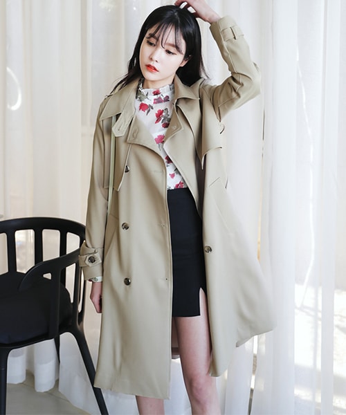 DHOLIC(ディーホリック)の「ベルトSETガンフラップダブルボタントレンチコート(トレンチコート・レディース・FREE)」の2枚目の写真