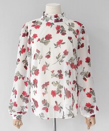 DHOLIC | フリルハイネックフラワーパターンブラウス(シャツ/ブラウス)