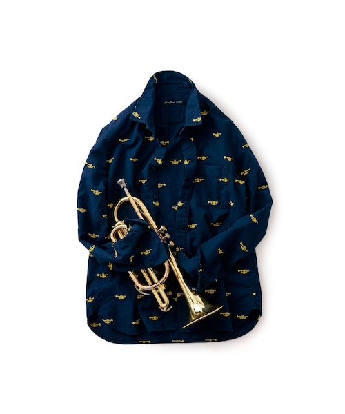 Sunny Clouds サニークラウズ の サニークラウズ トランペット吹きシャツ メンズ 紺 シャツ ブラウス Wear