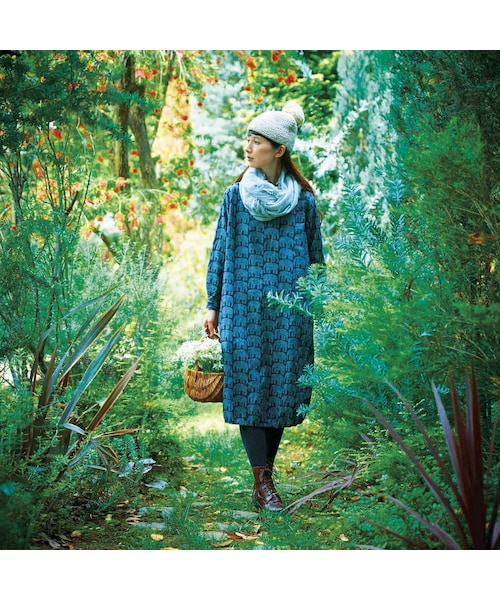 サニークラウズ Sunny Clouds/フィンレイソン☆ゆったりロングワンピース テキスタイル Lサイズ☆M-Y 1623 サニークラウズ 畳んでバンダナワンピース〈レディース〉｜Sunny