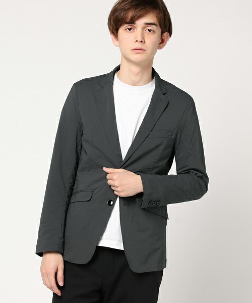 MIND BLOW（マインドブロウ）の「サッカーストレッチセットアップジャケット（テーラードジャケット・メンズ・グレー/ネイビー・S/M/L/LL）」の2枚目の写真