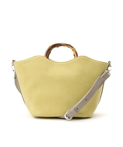 INTERPLANET(インタープラネット)の「バンブーハンドルバッグ(ハンドバッグ・レディース・ライトグレー/イエロー/ネイビー・フリー)」の1枚目の写真