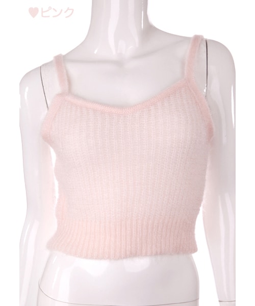 Bobon21（ボボンニジュウイチ）の「ガーリーニットビスチェ（キャミソール・レディース・ココア/ピンク・F）」の2枚目の写真