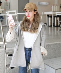 DHOLIC | フレイドヘムオーバーサイズフートジップアップパーカー(パーカー)