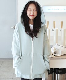 DHOLIC | フレイドヘムオーバーサイズフートジップアップパーカー(パーカー)