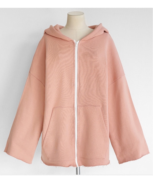 DHOLIC(ディーホリック)の「フレイドヘムオーバーサイズフートジップアップパーカー(パーカー・レディース・FREE)」の4枚目の写真