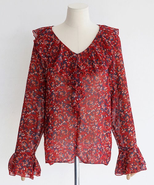 DHOLIC（ディーホリック）の「ラッフルネックフローラルシアーブラウス（シャツ/ブラウス・レディース・FREE）」の3枚目の写真