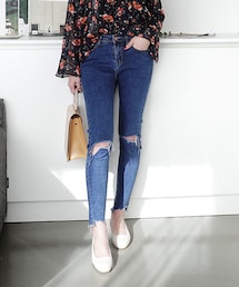 DHOLIC | リップドスキニーデニムパンツ(デニムパンツ)