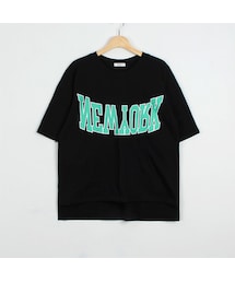 OLDMICKEY  | レタリングプリントアンバランスヘム半袖Tシャツ(P000BJYZ)(Tシャツ/カットソー)