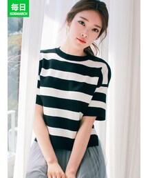 KORMARCH | 【メール便対象商品】半袖ボーダーニット(ニット/セーター)