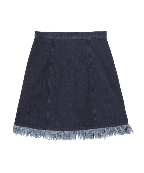 MERCURYDUO（マーキュリーデュオ）の「デニムフリンジスカート（スカート・レディース・アイスブルー/ネイビー・S/M）」の2枚目の写真
