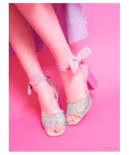 lilLilly（リルリリー）の「[LILICIOUS]ラメヒールサンダル（シューズ・レディース・PINK/PUPRLE/GRAY・1(22-22.5)/2(23-23.5)/3(24-24.5)）」の5枚目の写真
