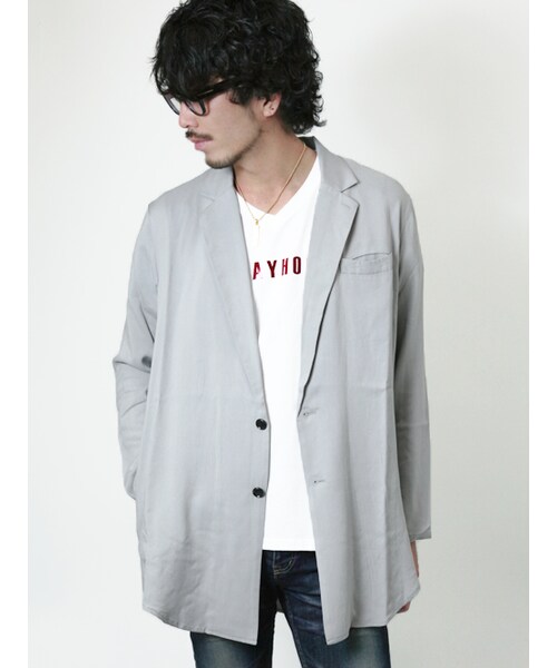 Luv maison（ラブメゾン）の「レーヨンツイルチェスターシャツ（ジャケット/アウター・メンズ・ブラック/グレー/ベージュ・M/L）」の12枚目の写真